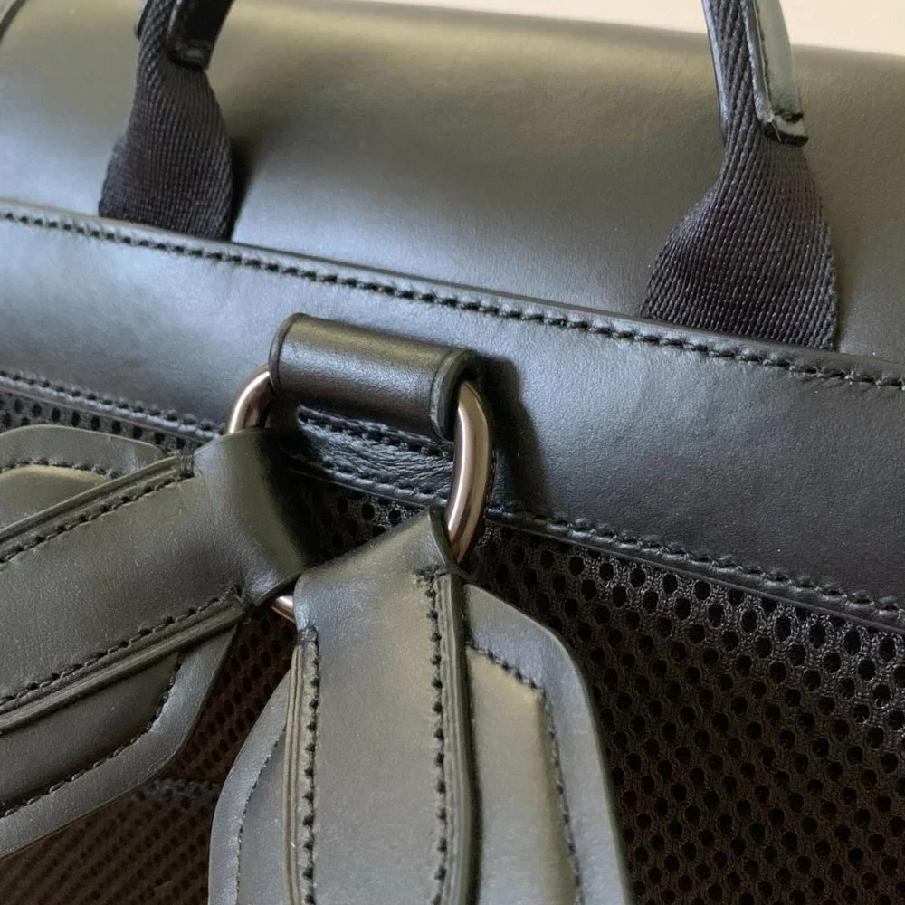 Coach Black Leather Backpack with Front Pockets